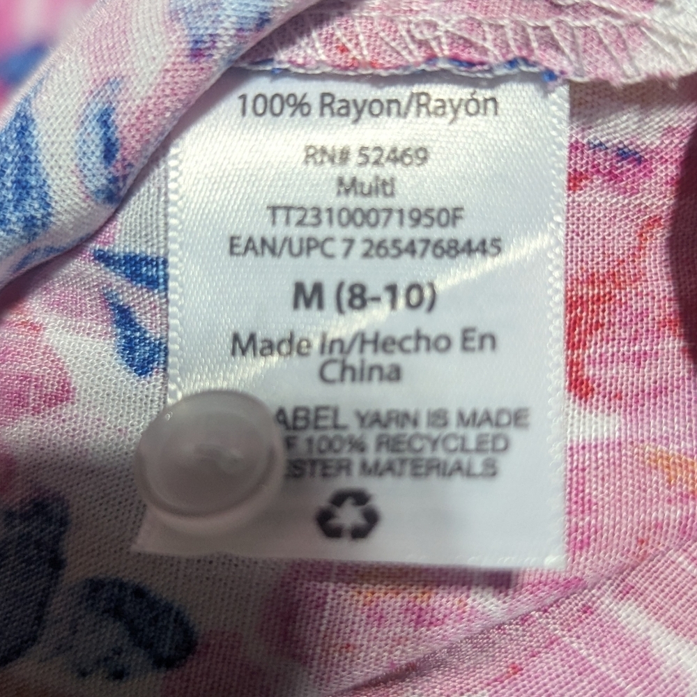 Time And Tru Women's shirt flower ruffle tank Sleeveless M (8-10) W-303 - Picture 6 of 7
